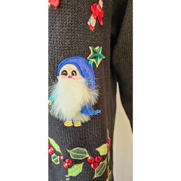 Yarnworks Sweater Womens Small‎ ELVES Ornaments FUN Vintage Ugly Christmas Party - Picture 4 of 9